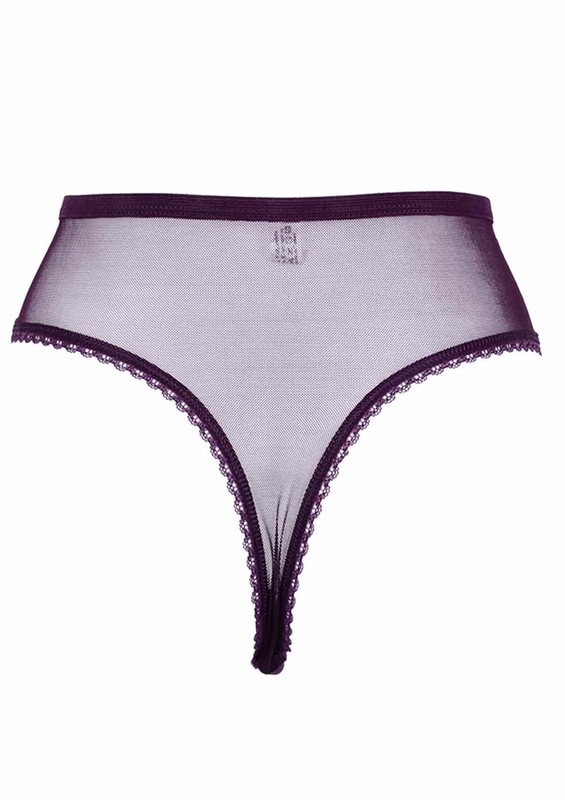 Laced Plus Size Thong 3988 | Plum - Thumbnail