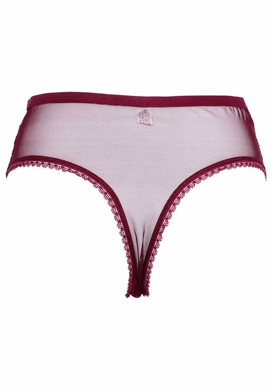 Laced Plus Size Thong 3988 | Bordeaux - Thumbnail