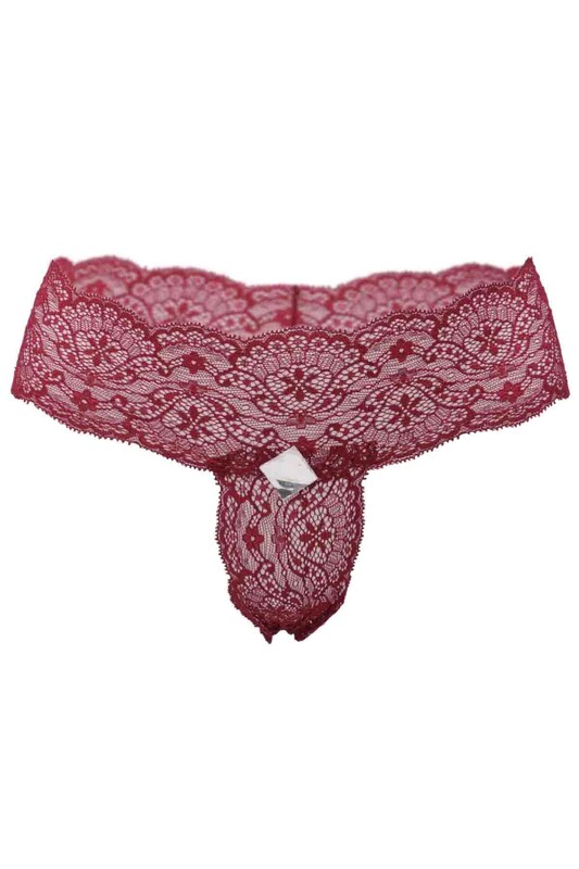Laced Tulle Thong 3478 | Bordeaux - Thumbnail