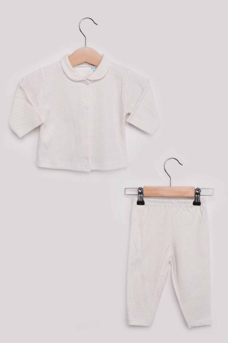 Puantiye Desenli Bebek Pijama Takımı | Bej