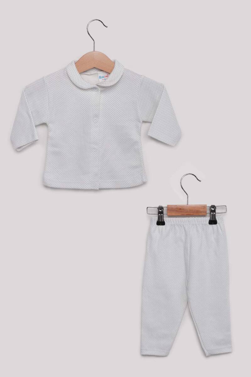 Puantiye Desenli Bebek Pijama Takımı | Mavi