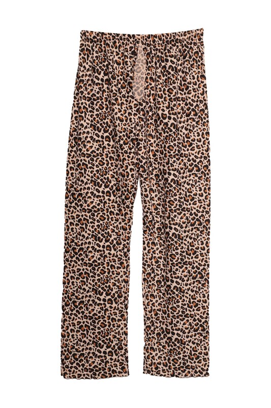 Elif - Leoparlı Süet Kadın Pijama Tek Alt 1569-3 | Leopar