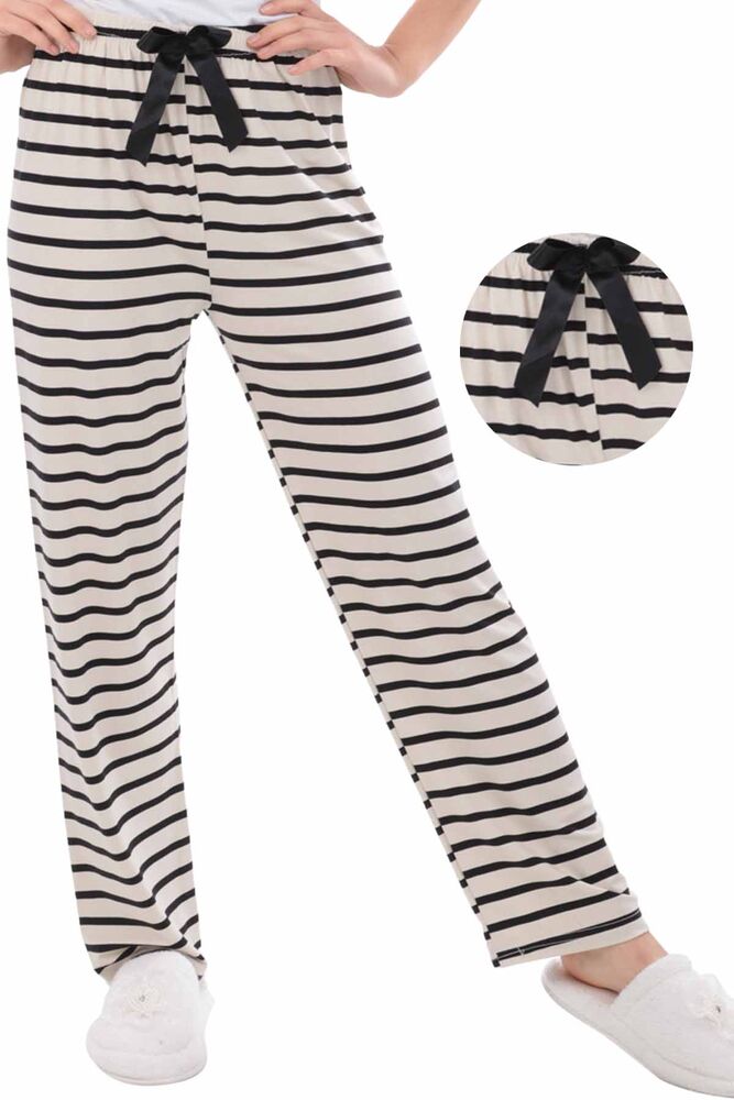 Çizgili Kadın Pijama Altı 1413 | Krem