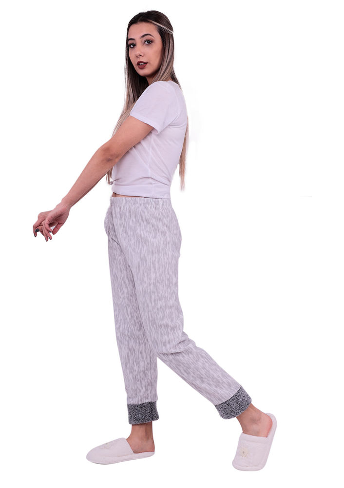 Desenli Polar Pijama Altı | Gri