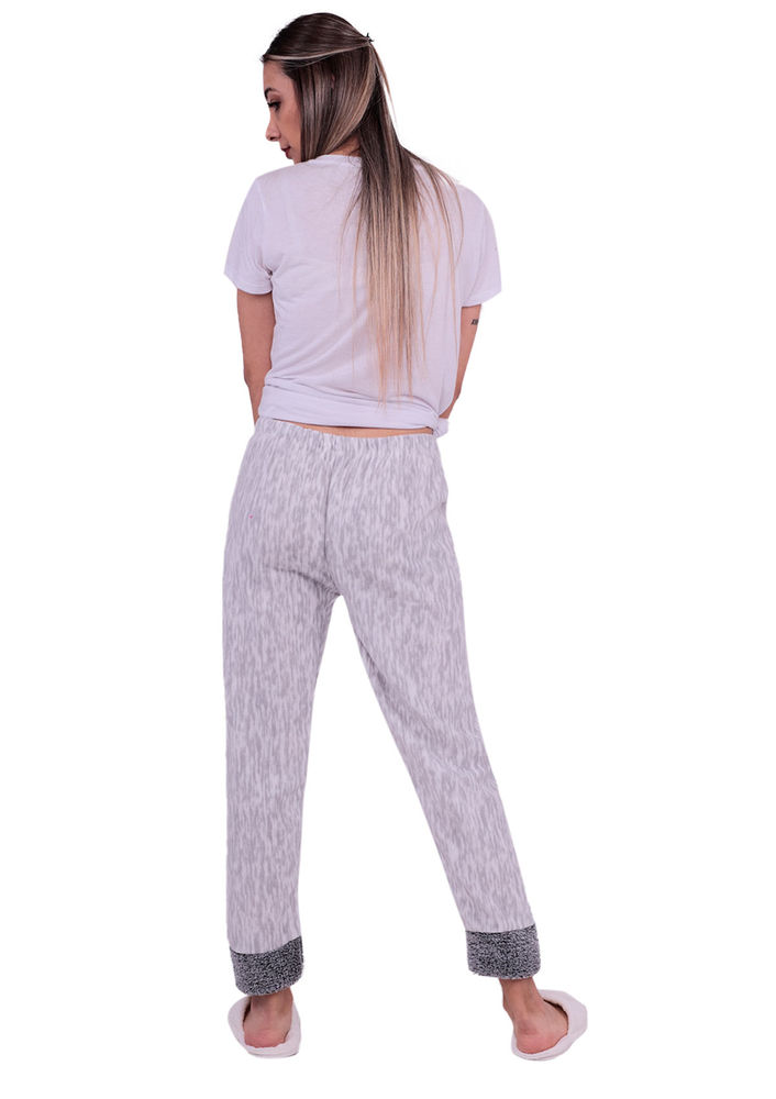 Desenli Polar Pijama Altı | Gri