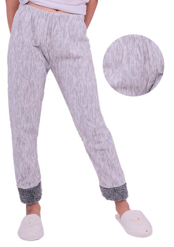 Desenli Polar Pijama Altı | Gri - Thumbnail
