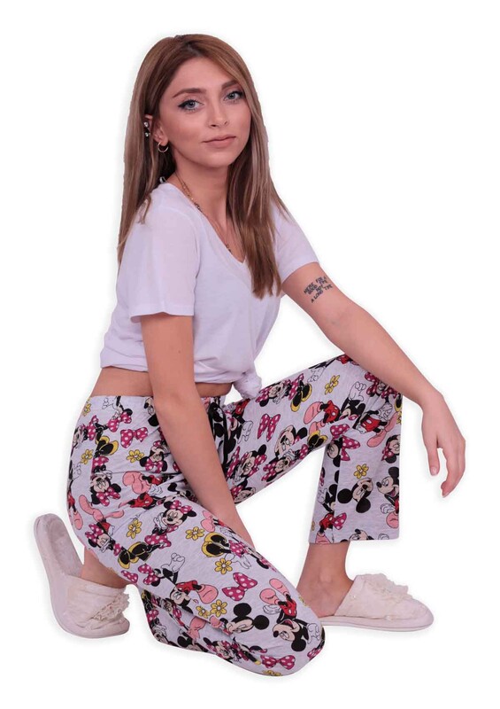 Desenli Kadın Pijama Altı | Gri - Thumbnail