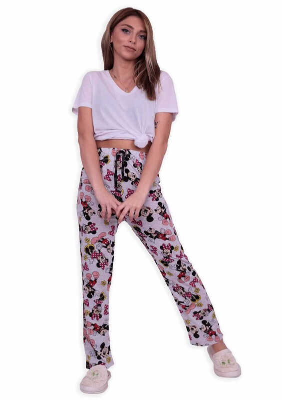 Desenli Kadın Pijama Altı | Gri - Thumbnail