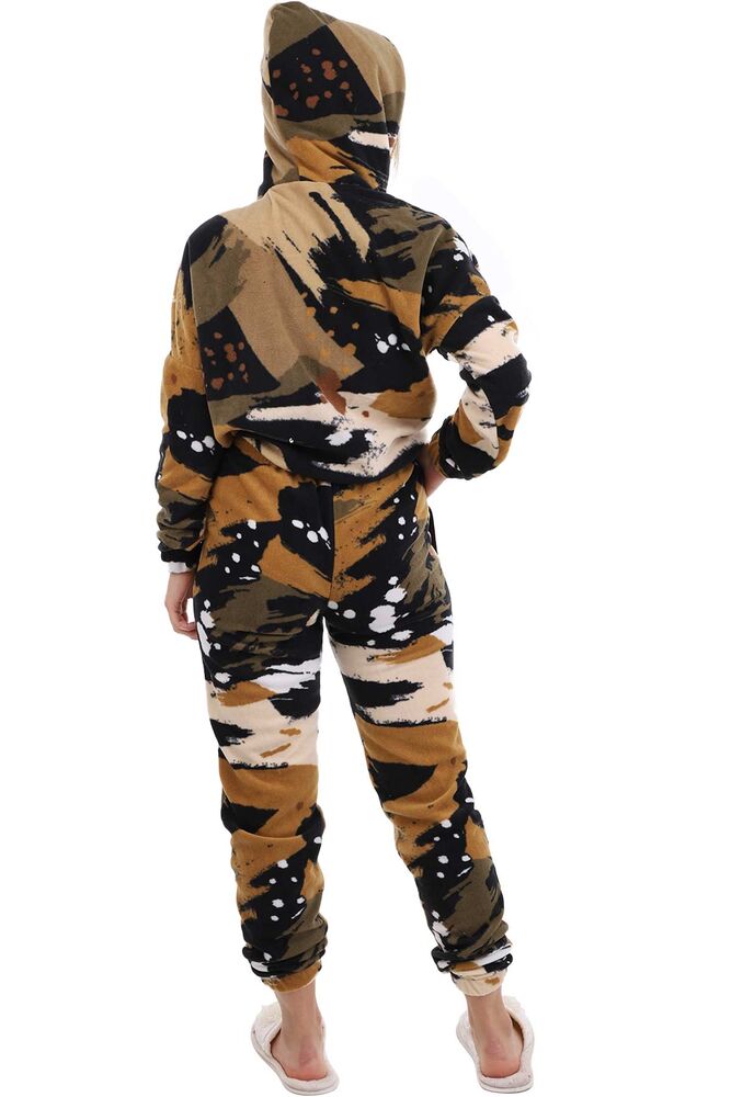Arcan Kapüşonlu Polar Pijama Takımı 1415-1 | Hardal