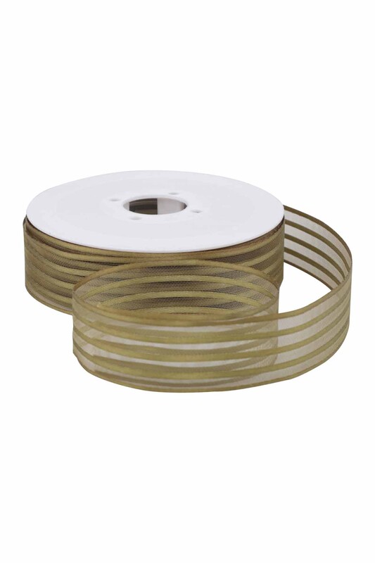 Çizgili Şifon Kurdele 2.5 cm 20 mt | Çimen Yeşili - Thumbnail