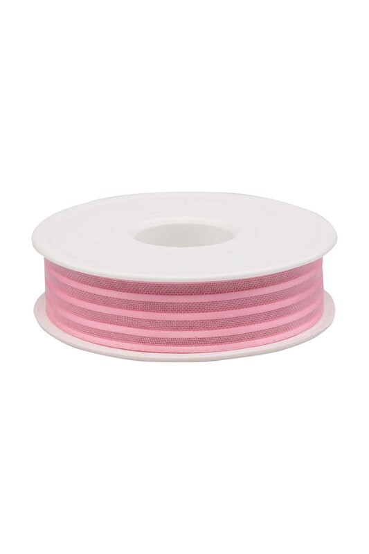 Striped Chiffon Ribbon 2.5 cm 20 m|Light pink - Thumbnail