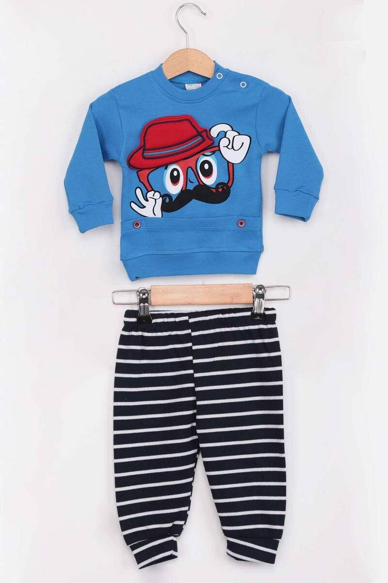 Şapkalı Erkek Çocuk Pijama Takımı | Mavi