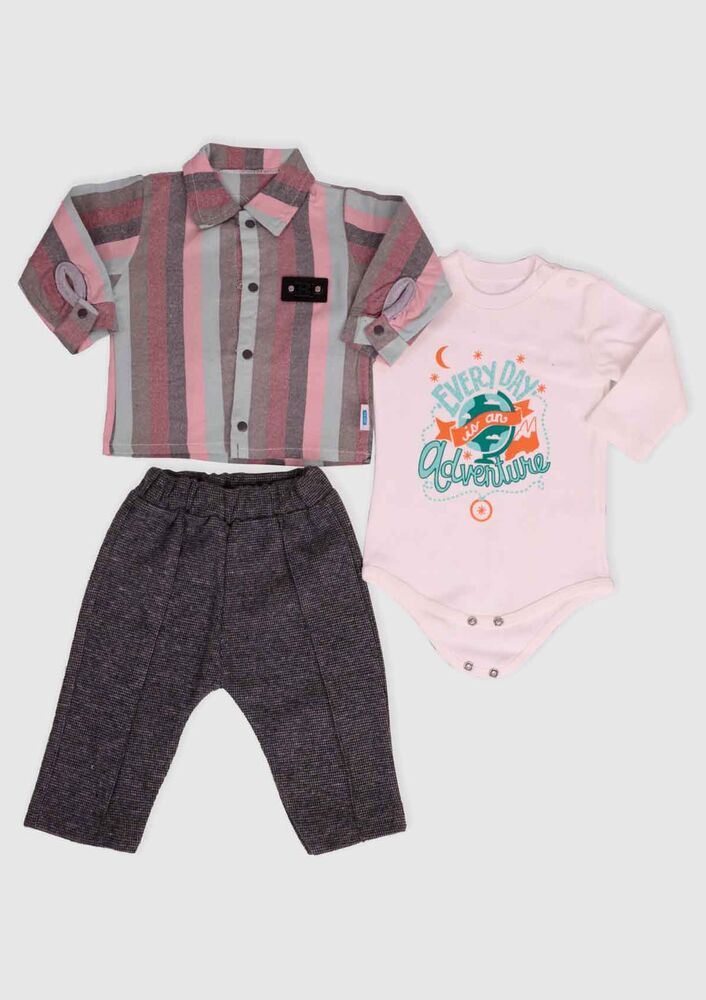 Million Shirt Baby Boy 3 Piece Set | Grey