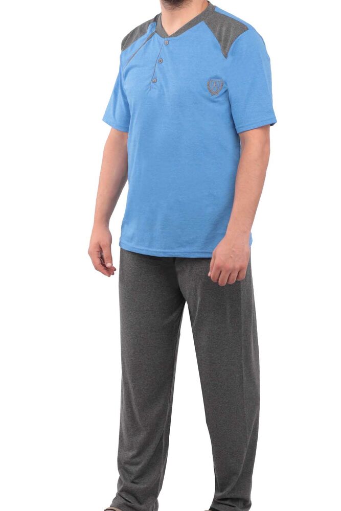 Buttoned Long Sleeved Man Pyjama Set 039 | Blue