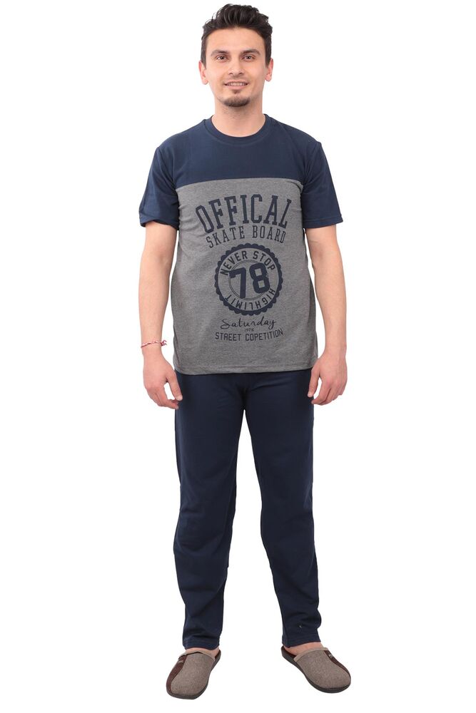 Sude Patterned Short Sleeved Man Pyjama Set 05 | Gray