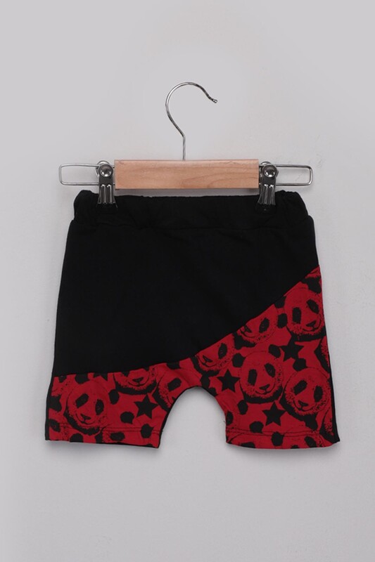 Panda Printed Boys Shorts Set | Red - Thumbnail