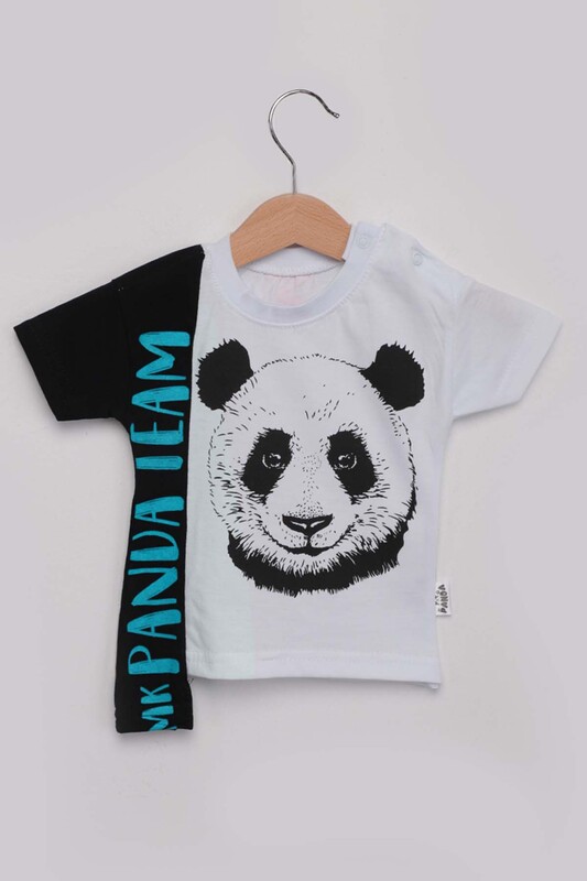 Panda Printed Boys Shorts Set | Turquoise - Thumbnail