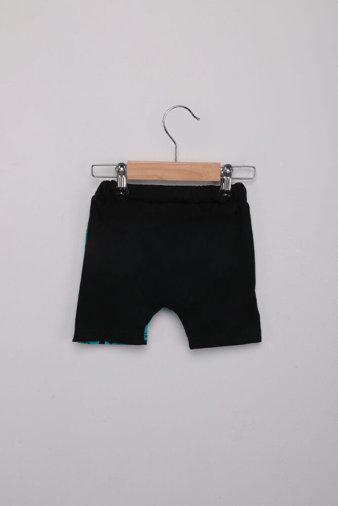 Panda Printed Boys Shorts Set | Turquoise