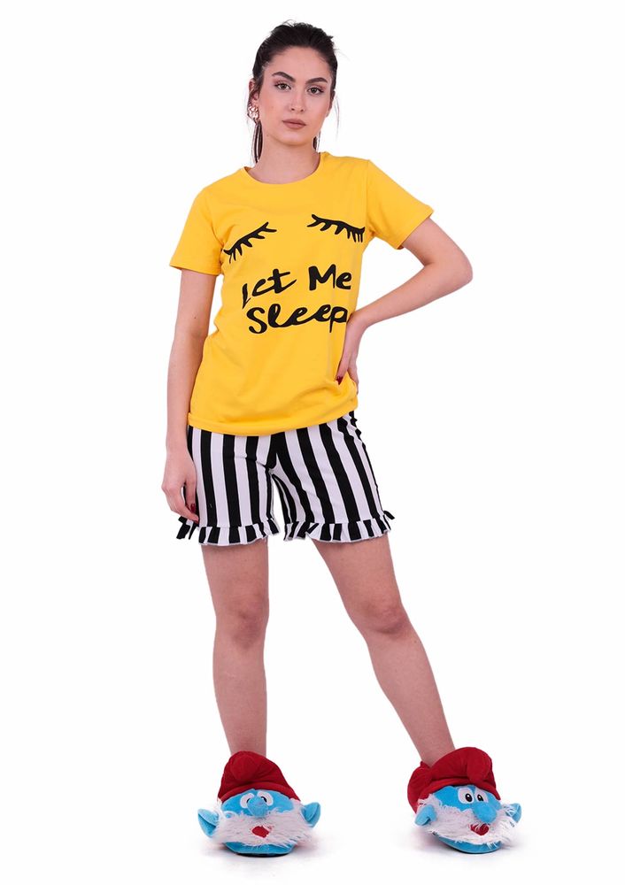 Jiber Woman Shorts Pajama Set 3601 | Yellow