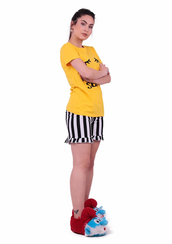 Jiber Woman Shorts Pajama Set 3601 | Yellow