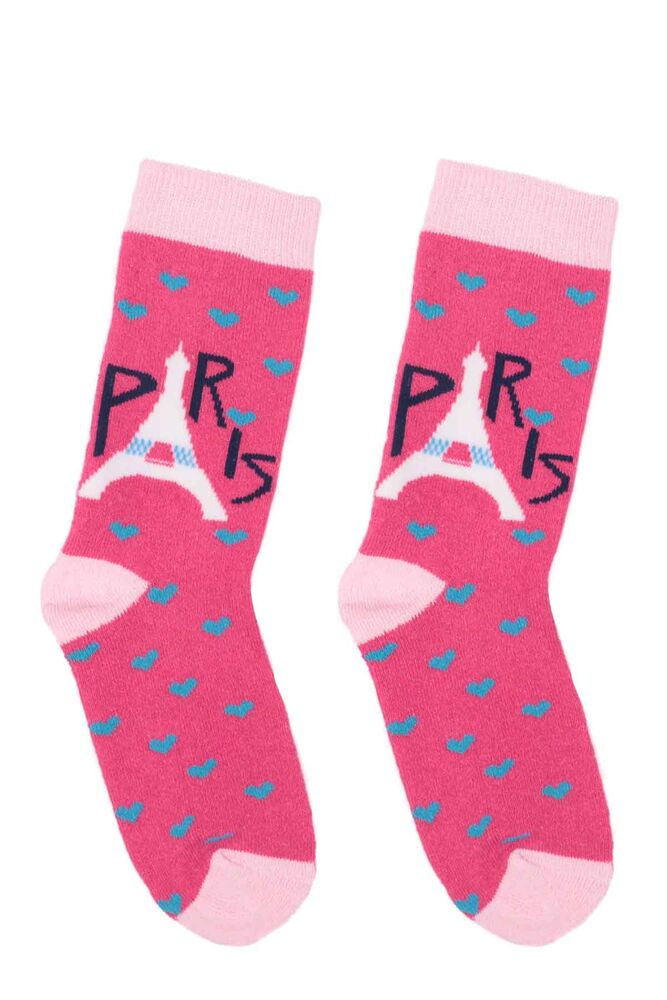 Patterned Girl Towel Socks 910 | Fuschia