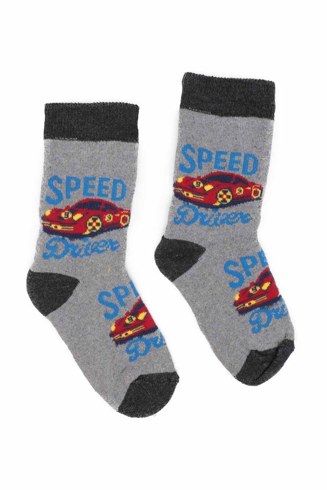 Car Patterned Boy Terry Socks 391 | Grey