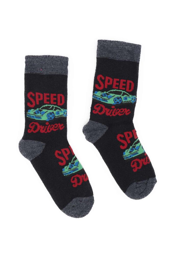Car Patterned Boy Terry Socks 391 | Navy Blue