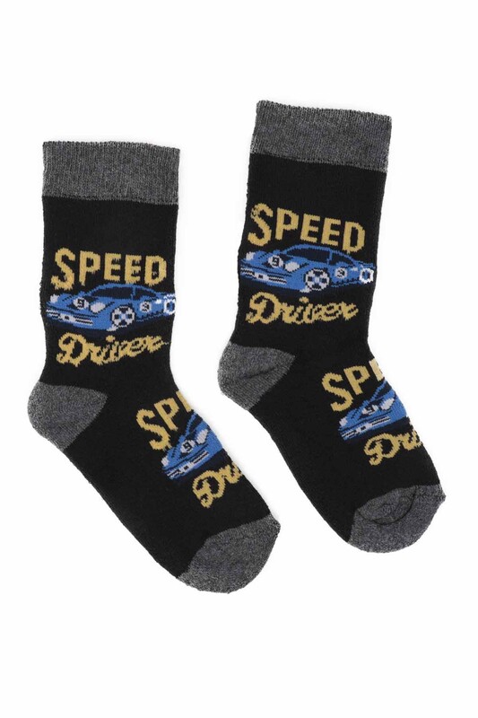 ARC - Car Patterned Boy Terry Socks 391 | Black