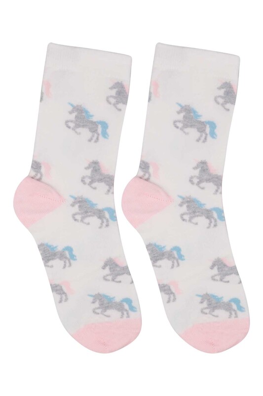 SİMİSSO - Patterned Kid Socks 921 | White