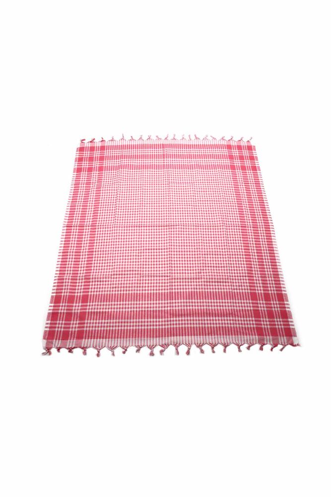 Ekoseli Sofra Bezi 160x160 cm | Pembe