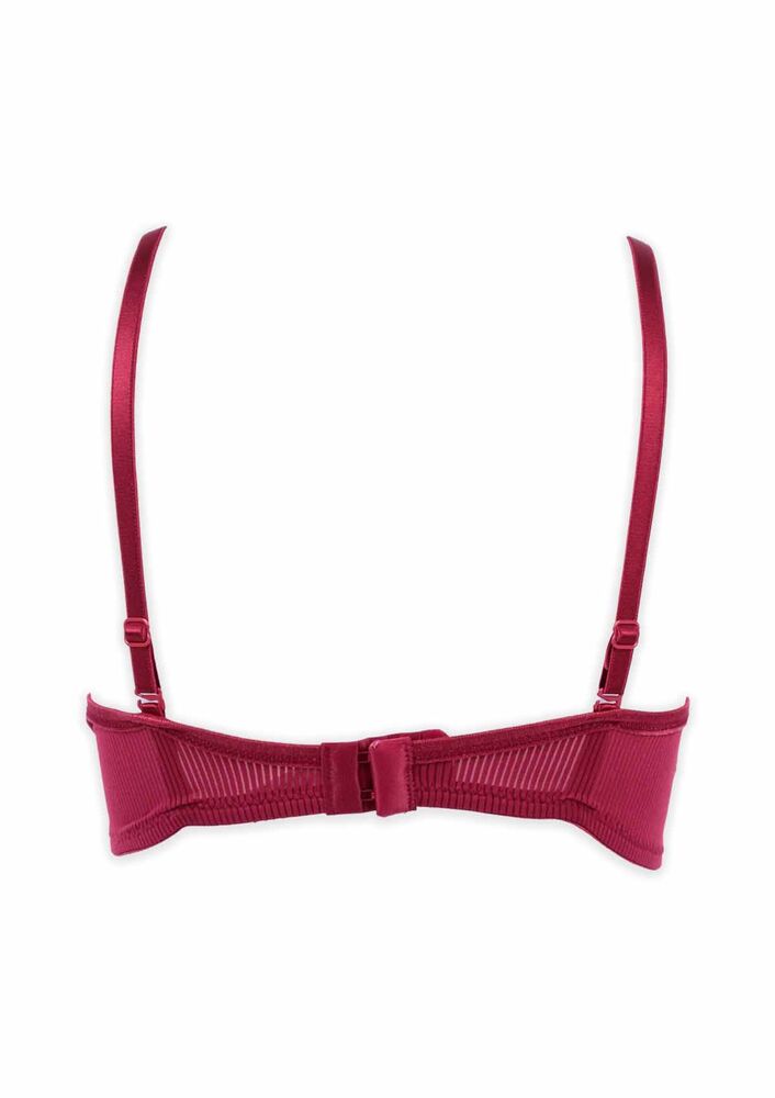 Çapraz İpli Fitilli Push Up Kadın Sütyen | Bordo