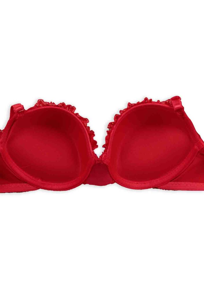 Dantelli Push Up Sütyen Takımı | Kırmızı