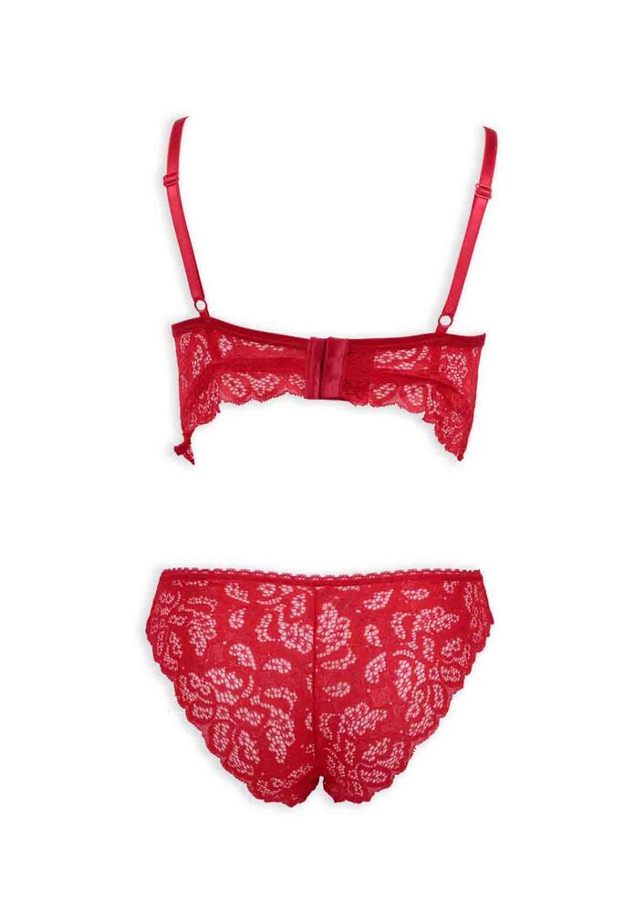 Çapraz İpli Push Up Bralet Sütyen Takımı | Kırmızı