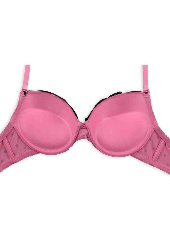 Puantiye Desenli Push Up Sütyen Takımı 2084 | Pembe