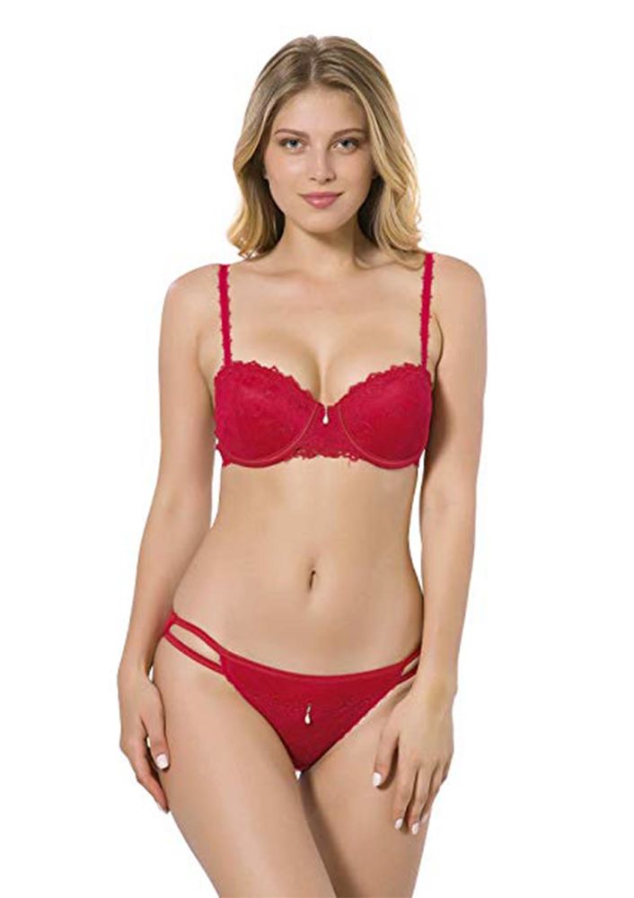 Le Jardin Voleta Jakarlı Push-Up Sütyen Takımı 5050 | Kırmızı