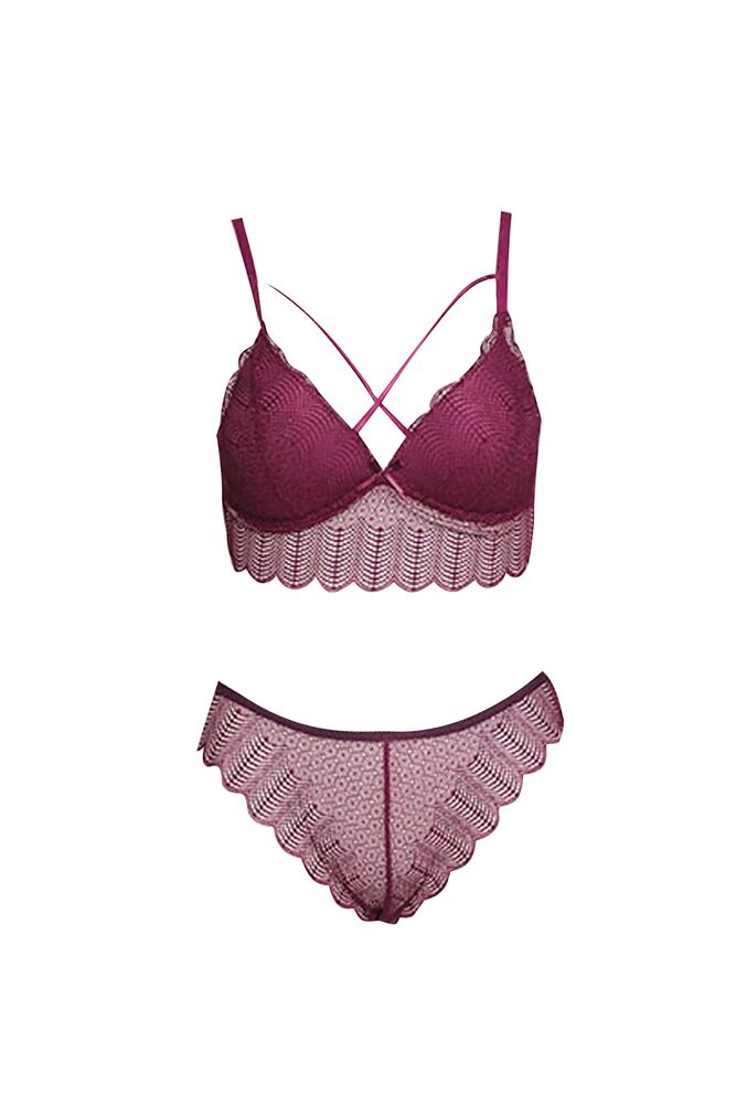 Dantelli Bralet Sütyen Takımı | Mürdüm