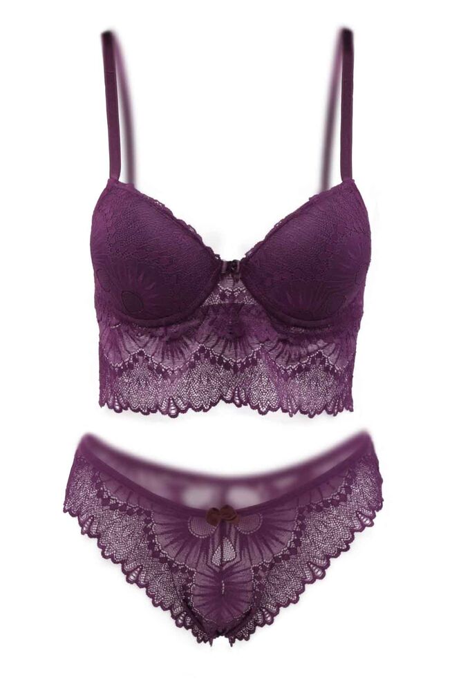 Dantelli Destekli Bralet Bustiyer Takım 979 | Mor