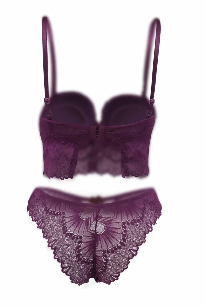 Dantelli Destekli Bralet Bustiyer Takım 979 | Mor