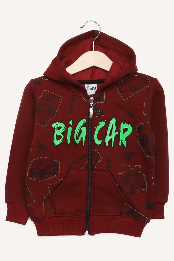 Hooded Three Yarn Boy Cardigan 3523 | Burgundy