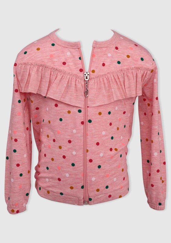 Spotted Girl Cardigan | Salmon - Thumbnail