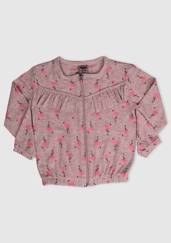 SİMİSSO - Flamingo Printed Girl Cardigan | Beige