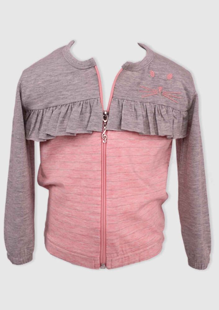 Cat Printed Girl Cardigan | Gray
