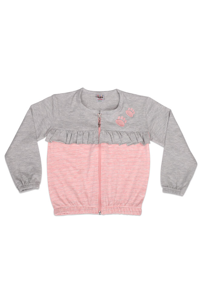 Paw Printed Girl Cardigan | Gray