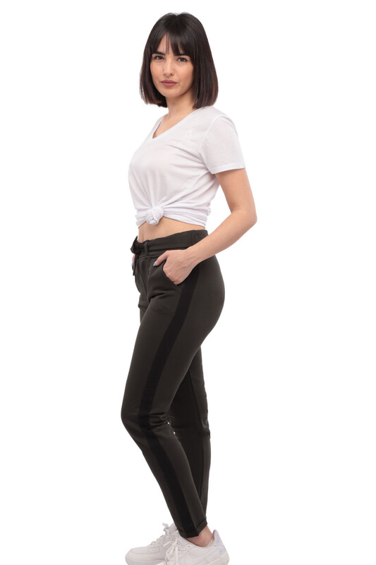 Striped Woman Sweatpants | Khaki - Thumbnail