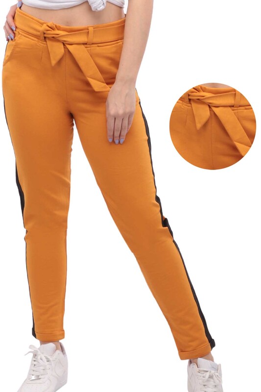 SİMİSSO - Striped Woman Sweatpants | Mustard