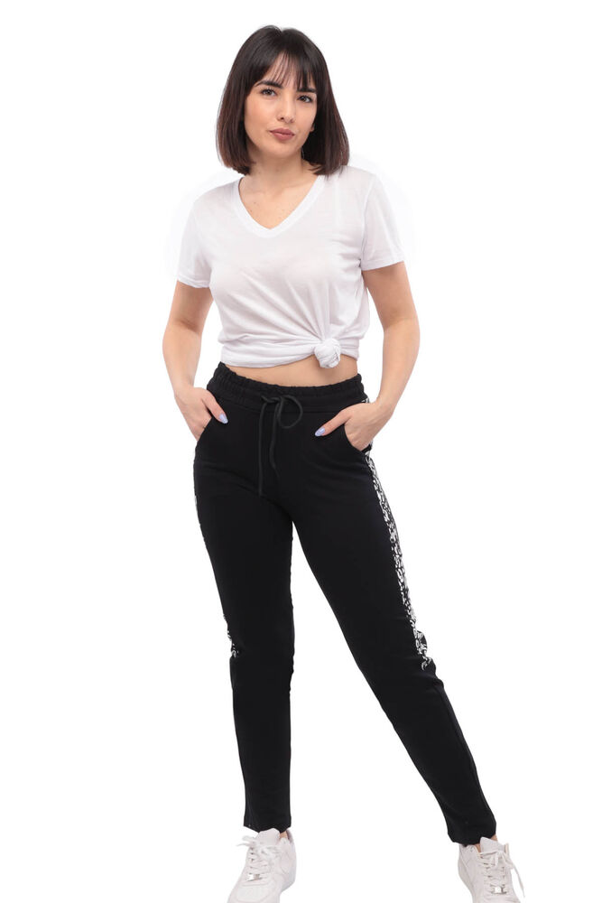 Animal Printed Woman Sweatpants | Black
