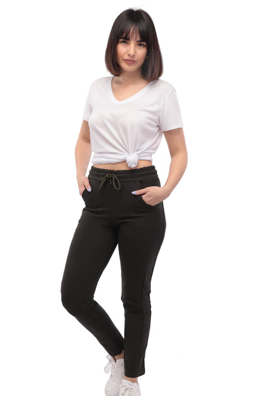 SİMİSSO - Animal Printed Woman Sweatpants | Khaki