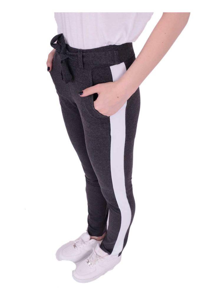 Tie Waist Sweatpants with Side Stripes 118 | Grey
