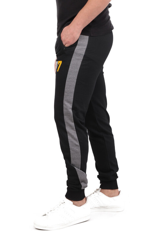 Stripped Man Tracking Suit Bottom | Black - Thumbnail