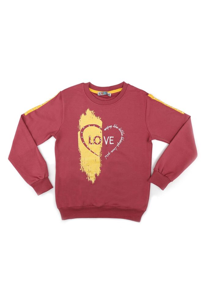 Crew Neck Pearl Detailed Girl Sweatshirt 79565 | Dusty Rose